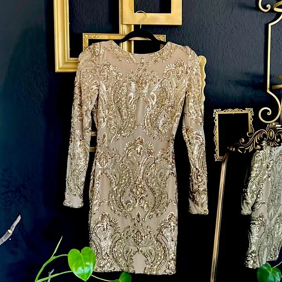 Dress the Population | Dresses | Dress The Population Gold Dress | Poshmark
